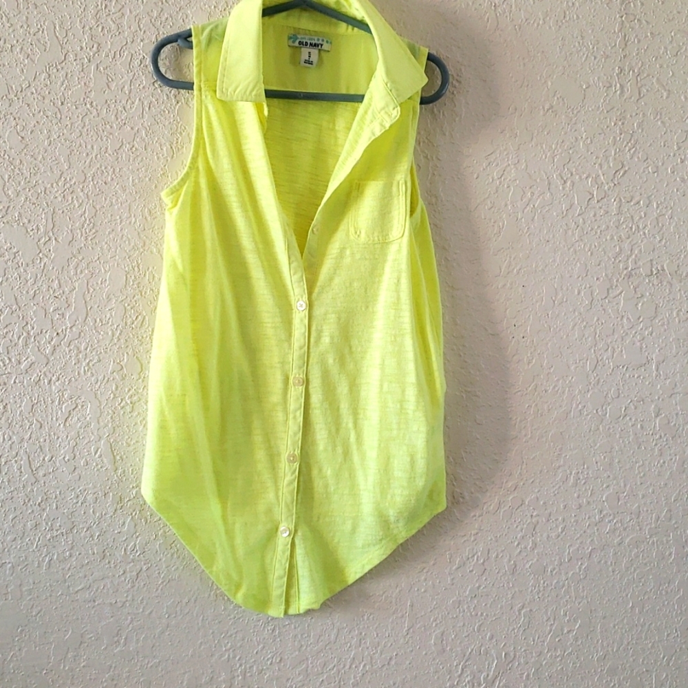 Green button shirt cut off sleves